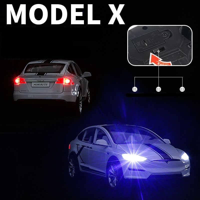 1:20 Tesla Model X Alloy Car Model Diecast Metal Toy Modified Vehicles Car Model Simulation Collection Sound Light Kids Toy Gift - Puritific