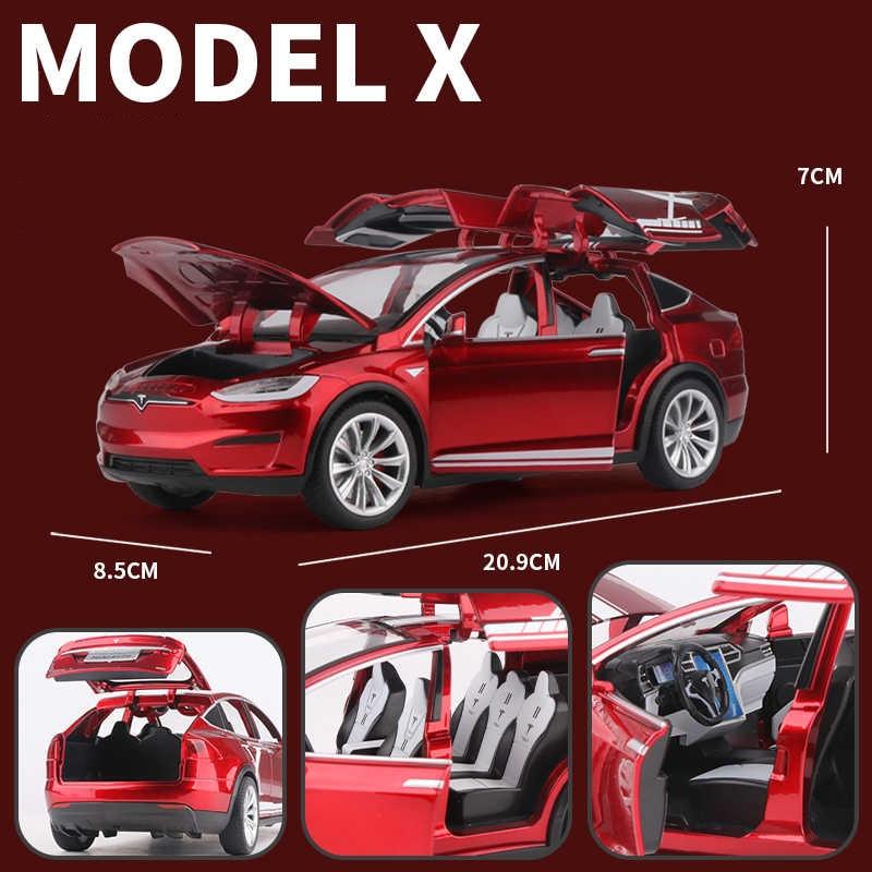 1:20 Tesla Model X Alloy Car Model Diecast Metal Toy Modified Vehicles Car Model Simulation Collection Sound Light Kids Toy Gift - Puritific