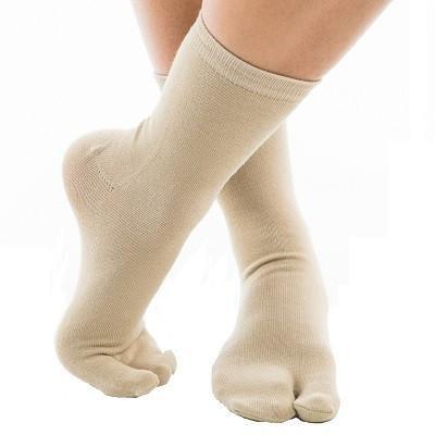 1 Pair - V-Toe Flip Flop Tabi Socks - Khaki Solid Casual - Puritific