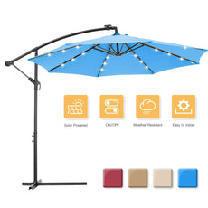 10 FT Solar LED Patio Outdoor Umbrella with 24 LED Lights - Puritific