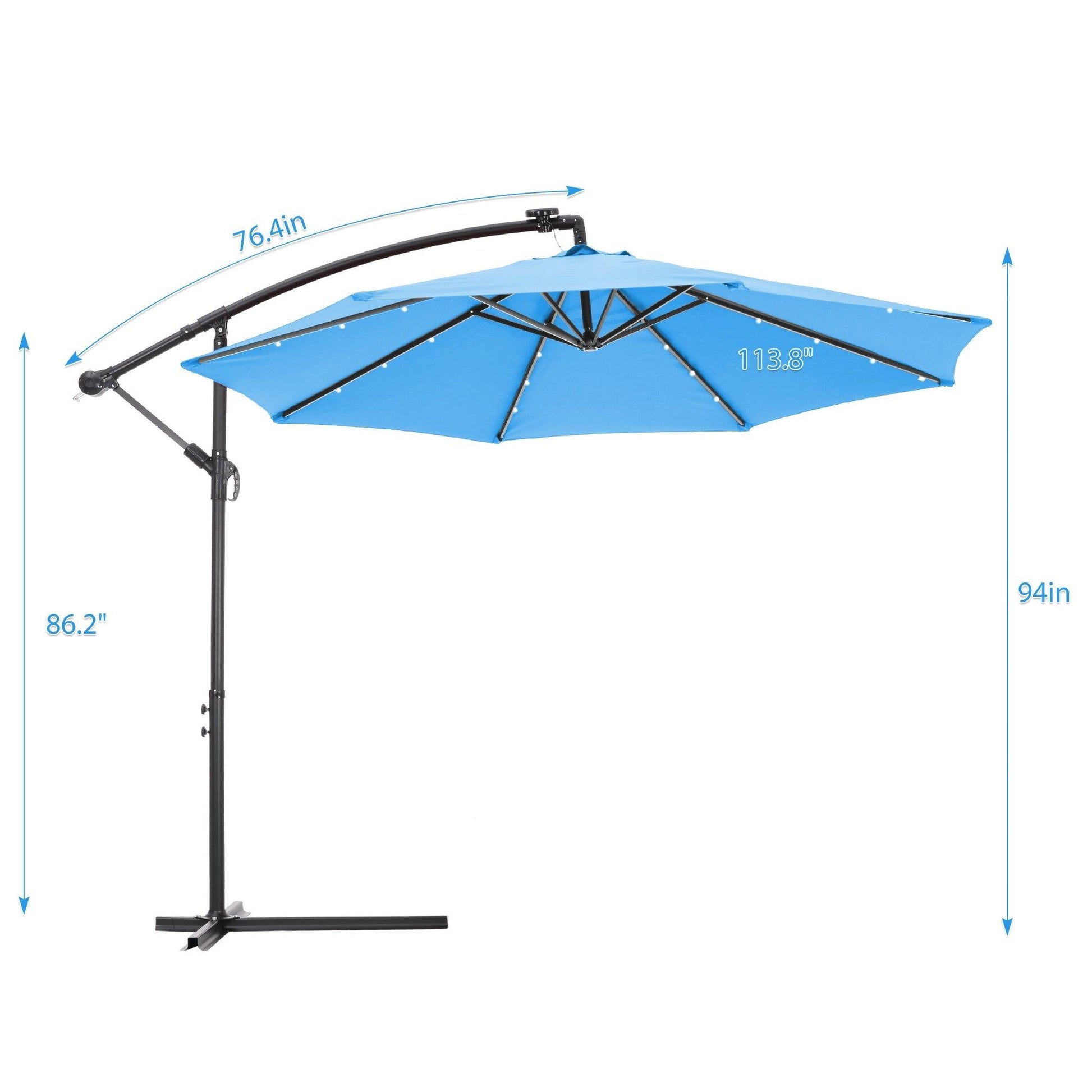 10 FT Solar LED Patio Outdoor Umbrella with 24 LED Lights - Puritific