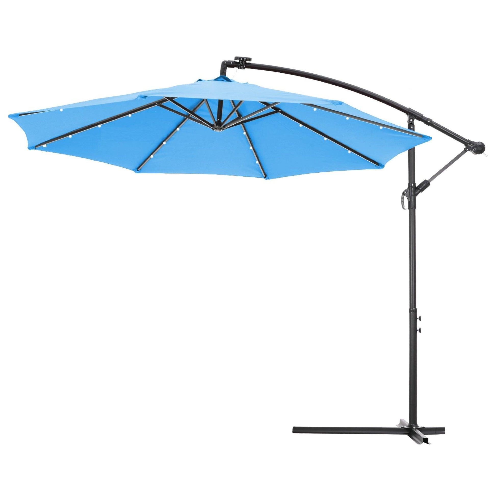 10 FT Solar LED Patio Outdoor Umbrella with 24 LED Lights - Puritific