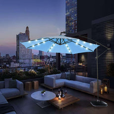 10 FT Solar LED Patio Outdoor Umbrella with 24 LED Lights - Puritific