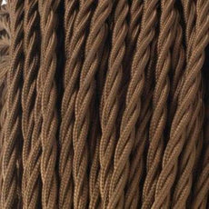 10m 2 Core Twisted Electric Cable Light Brown Fabric 0.75mm~4770-0