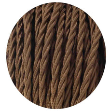 10m 2 Core Twisted Electric Cable Light Brown Fabric 0.75mm~4770-3