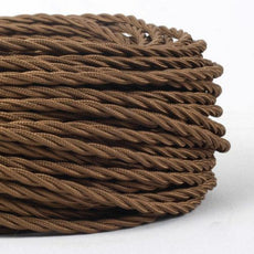 10m 2 Core Twisted Electric Cable Light Brown Fabric 0.75mm~4770-4