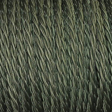 10m Army Green 2 Core Twisted Electric Fabric 0.75mm Cable~4751-0