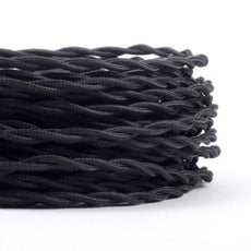 10m Black 3 Core Twisted Electric Cable covered fabric 0.75mm~4809-3