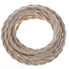 10m Cream 2 Core 8amp Twisted Electric Fabric 0.75mm Cable~1758-3