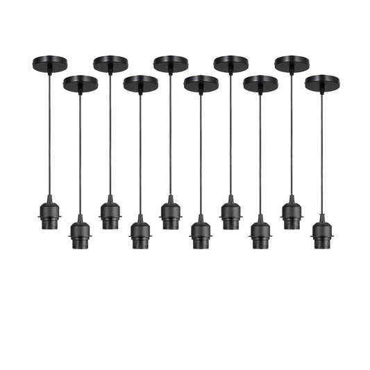 10Pack Black Pendant Light,E27 Lamp Holder Ceiling Hanging Light,PVC Cable~4255-0