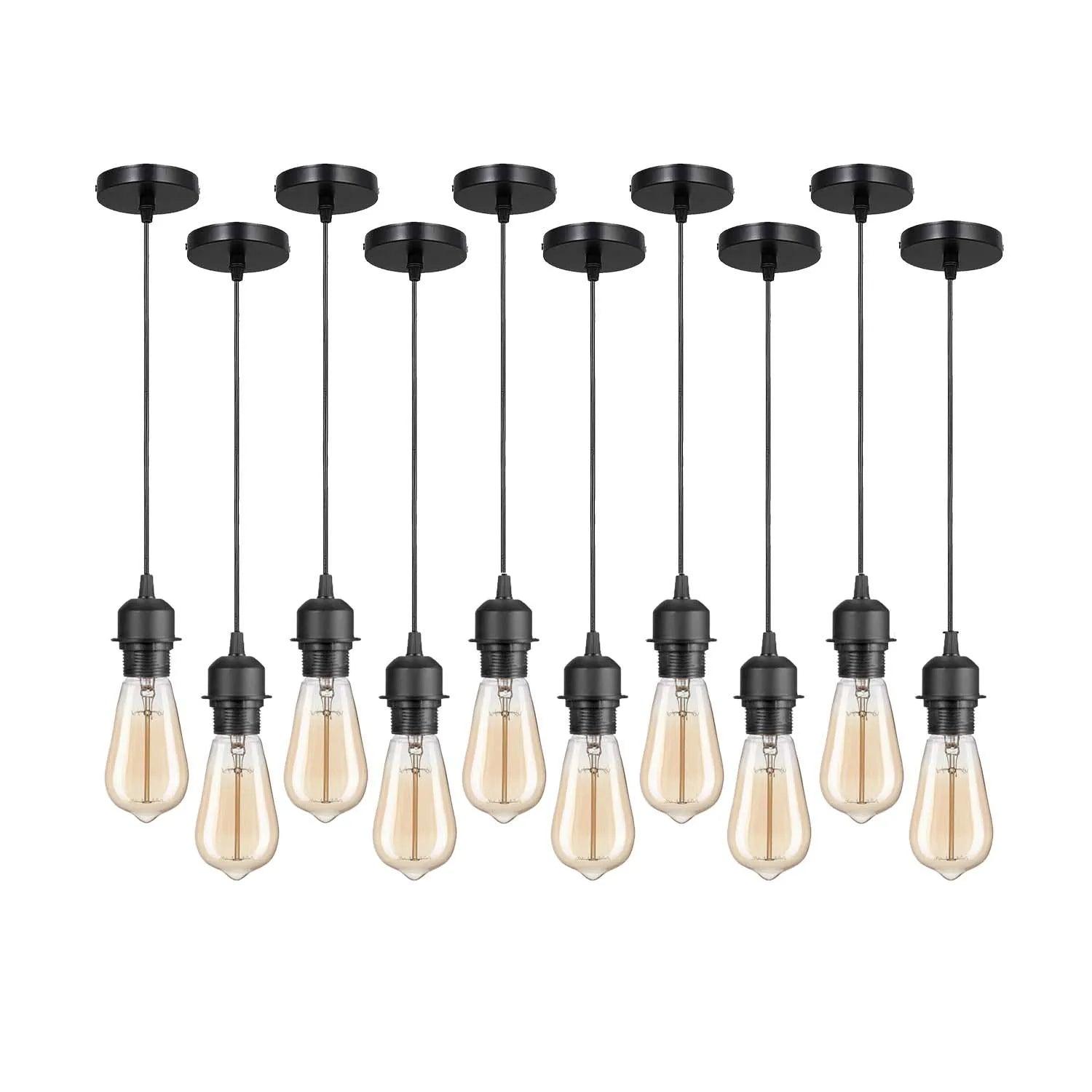 10Pack Black Pendant Light,E27 Lamp Holder Ceiling Hanging Light,PVC Cable~4255-5