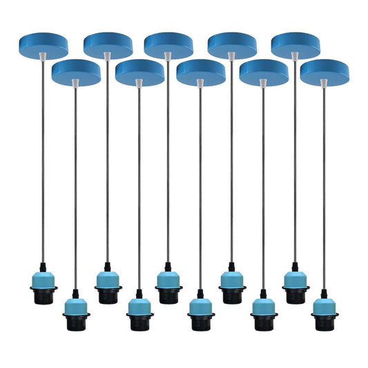 10Pack Blue Pendant Light,E27 Lamp Holder Ceiling Hanging Light,PVC Cable~4246-0