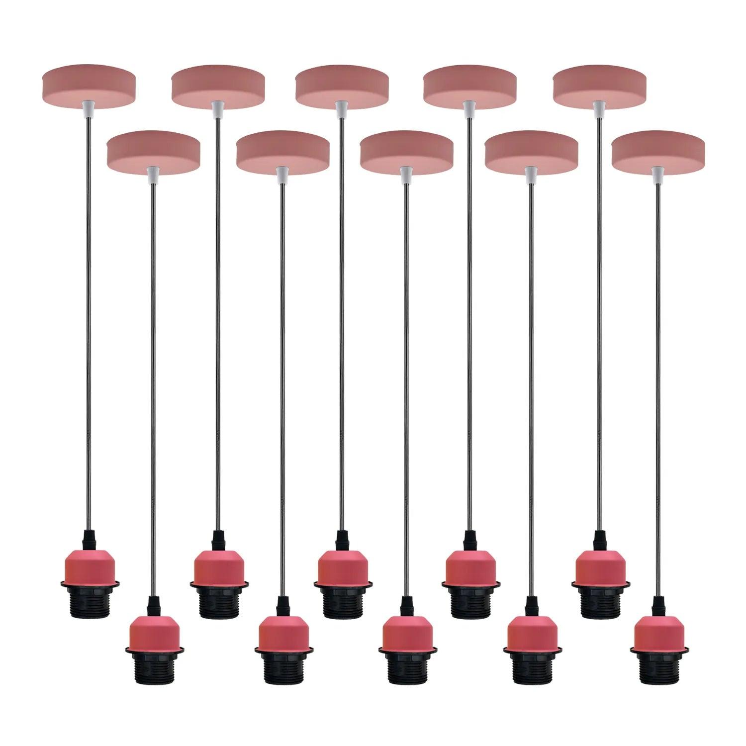 10Pack Pink Pendant Light,E27 Lamp Holder Ceiling Hanging Light,PVC Cable~4250-0