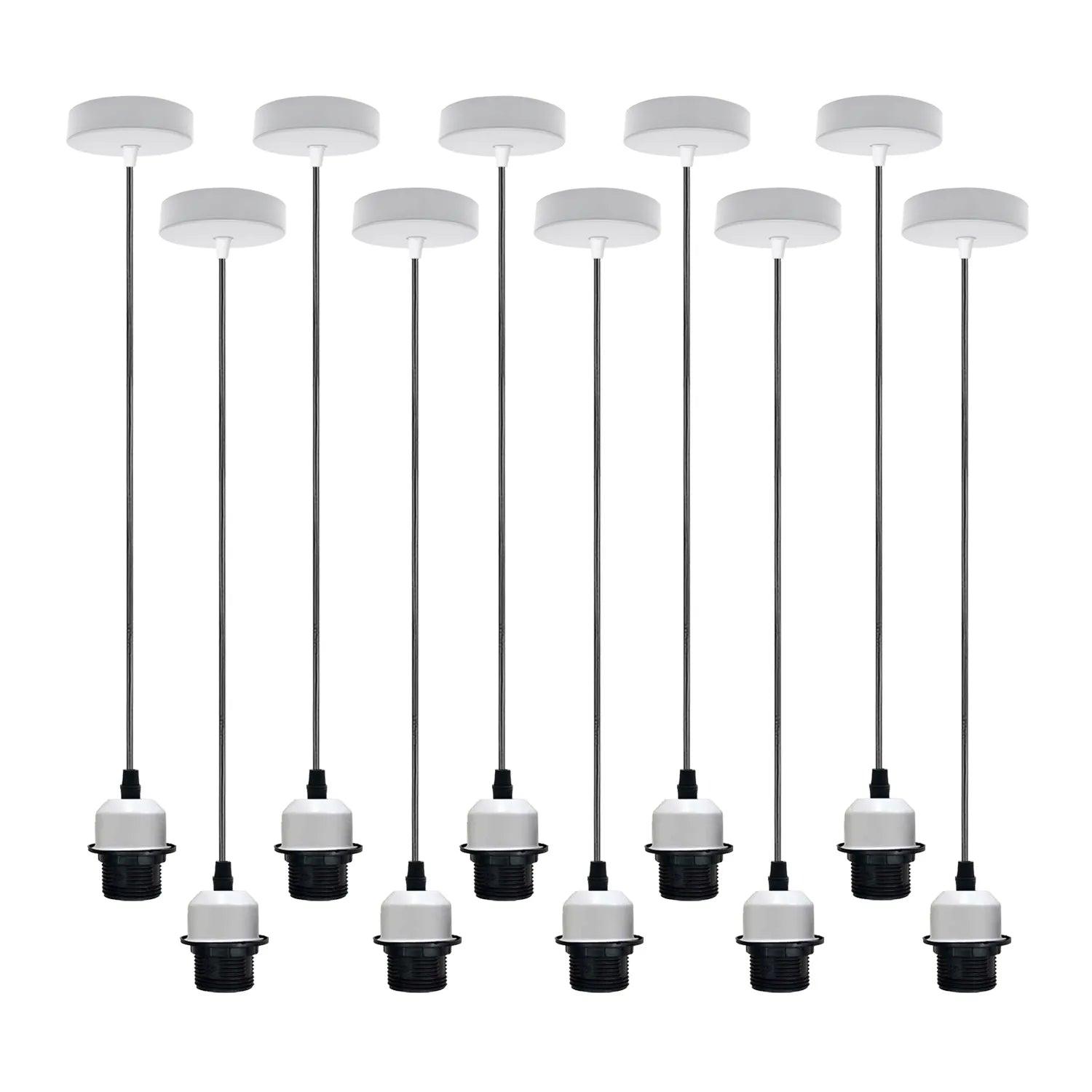 10Pack White Pendant Light, E27 Lamp Holder Ceiling Hanging Light,PVC Cable~4247-0