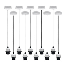 10Pack White Pendant Light, E27 Lamp Holder Ceiling Hanging Light,PVC Cable~4247-0