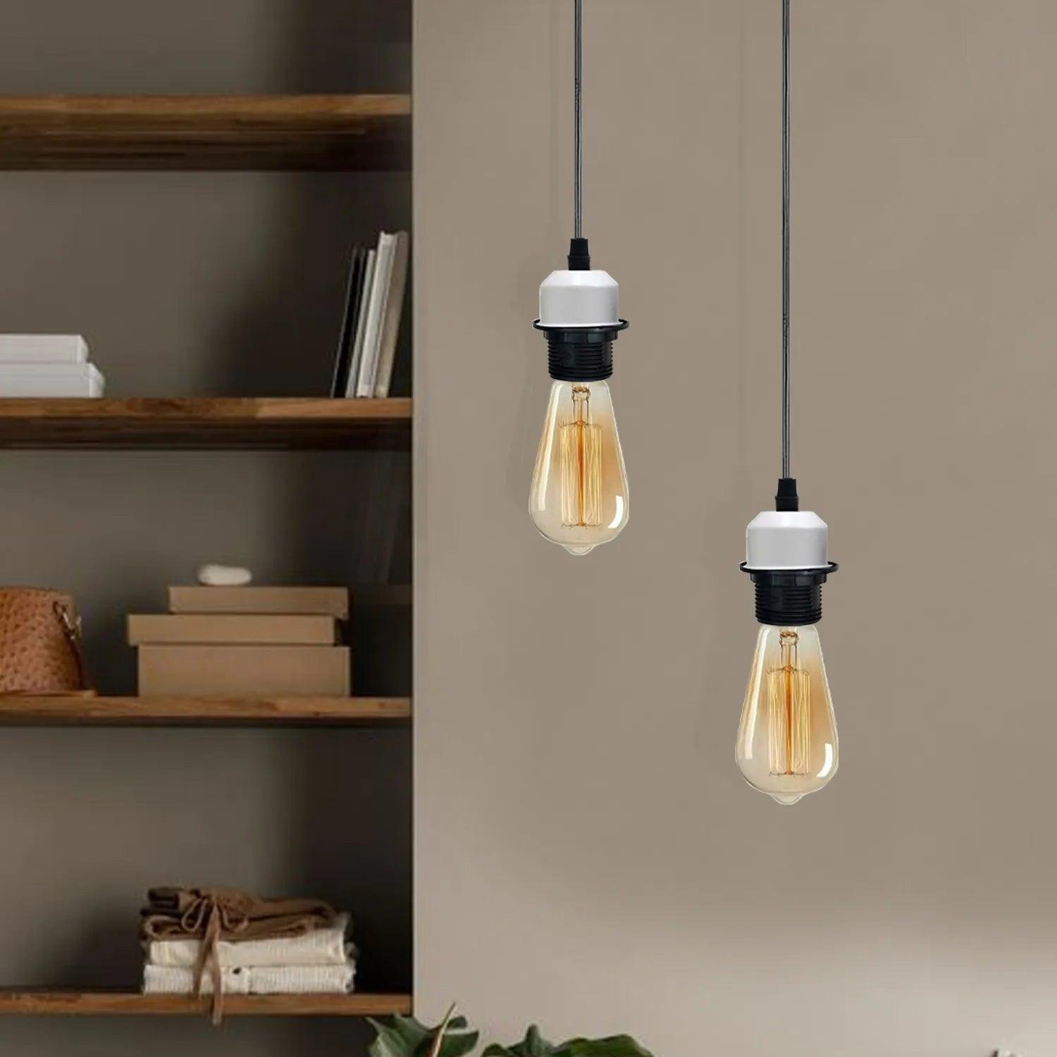 10Pack White Pendant Light, E27 Lamp Holder Ceiling Hanging Light,PVC Cable~4247-1