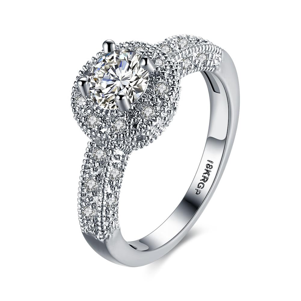 1.90 CTTW Single Crystal Multi-Pav'e Engagement Ring Set in 18K White Gold - Puritific