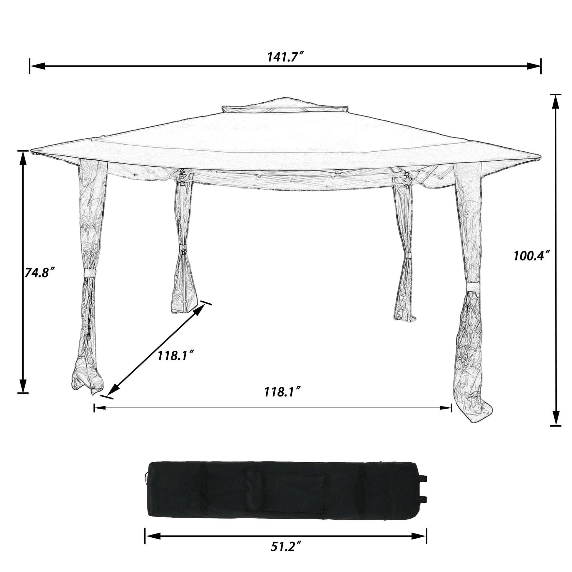 11x11Ft Outdoor Pop Up Gazebo Tent - Puritific