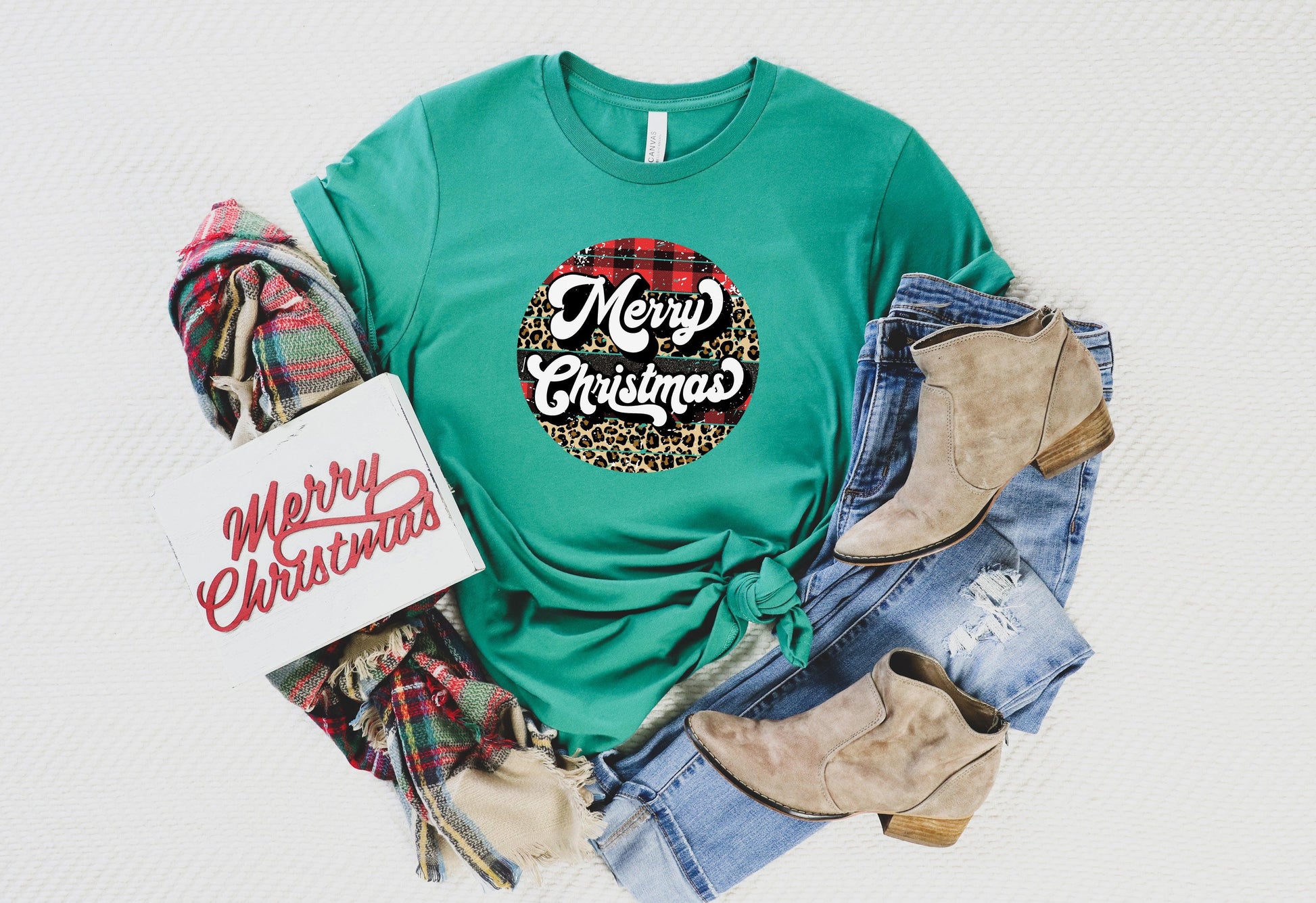 Retro Merry Christmas Shirt, Buffalo Plaid Christmas Shirt - Puritific