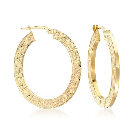 14K Gold Plating Roman Inspired Sketched Modern Hoop Earrings - Puritific