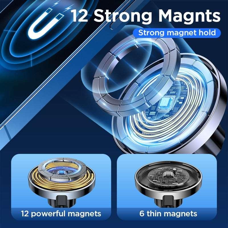 15W Qi Magnetic Car Phone Holder Wireless Charger - Puritific