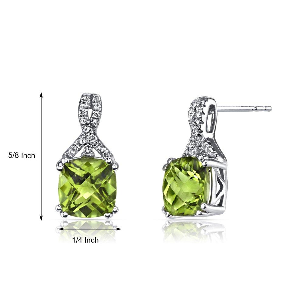 2.00 CT Cushion Cut Peridot Stud Earring in 18K White Gold Plated - Puritific