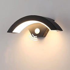 18W LED Modern IP54 Curved Wall Light with PIR Motion Sensor~4493-0