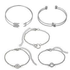 14K White Gold Plating Love Knot Circular Minimalist Bracelet Sets - Puritific