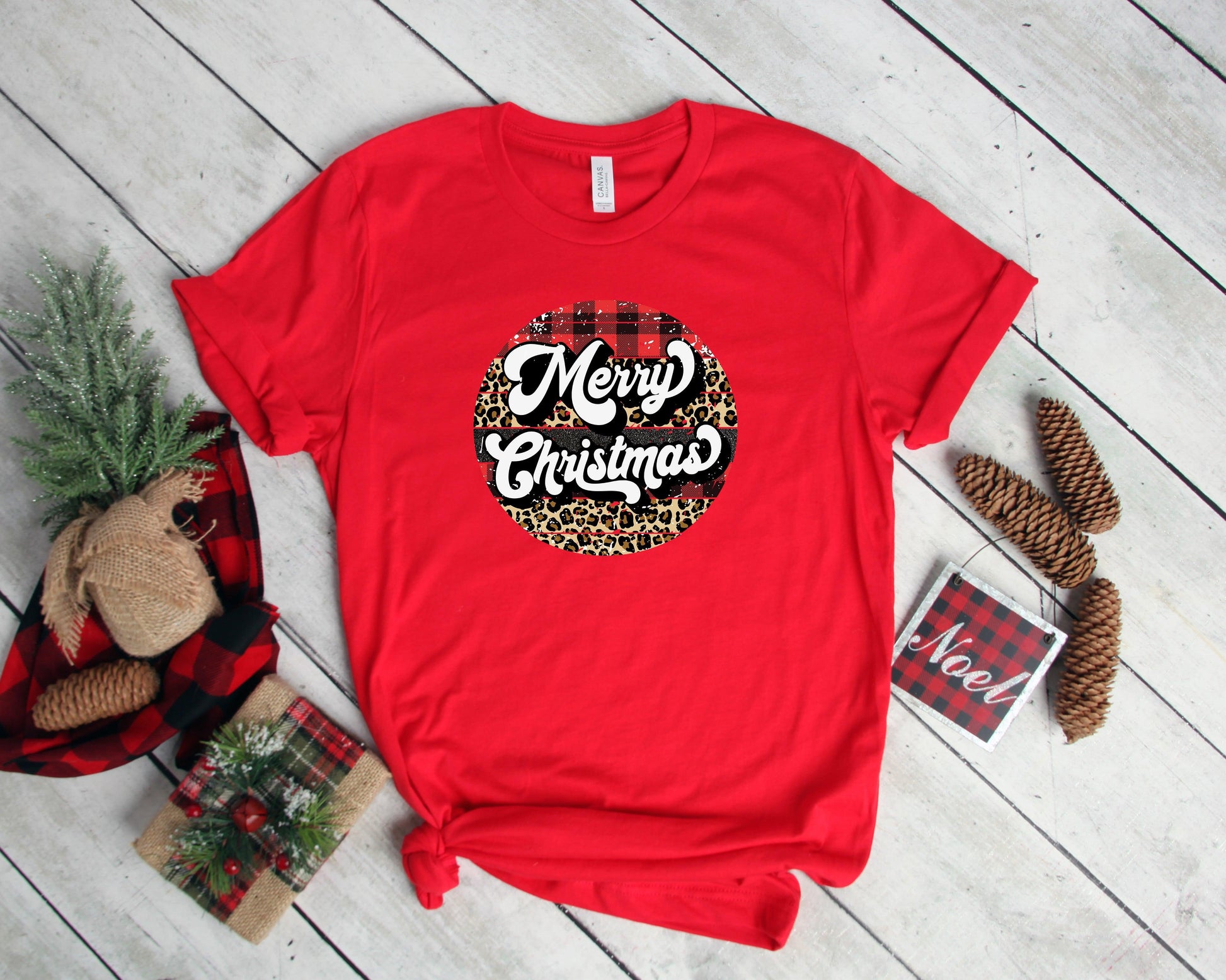 Retro Merry Christmas Shirt, Buffalo Plaid Christmas Shirt - Puritific