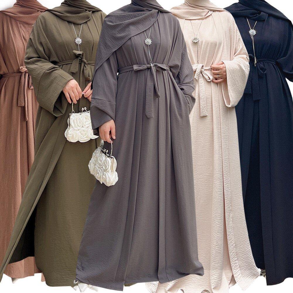 2 / 3 Piece Plain Abaya Dress Set - Puritific