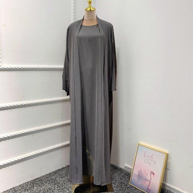 2 / 3 Piece Plain Abaya Dress Set - Puritific