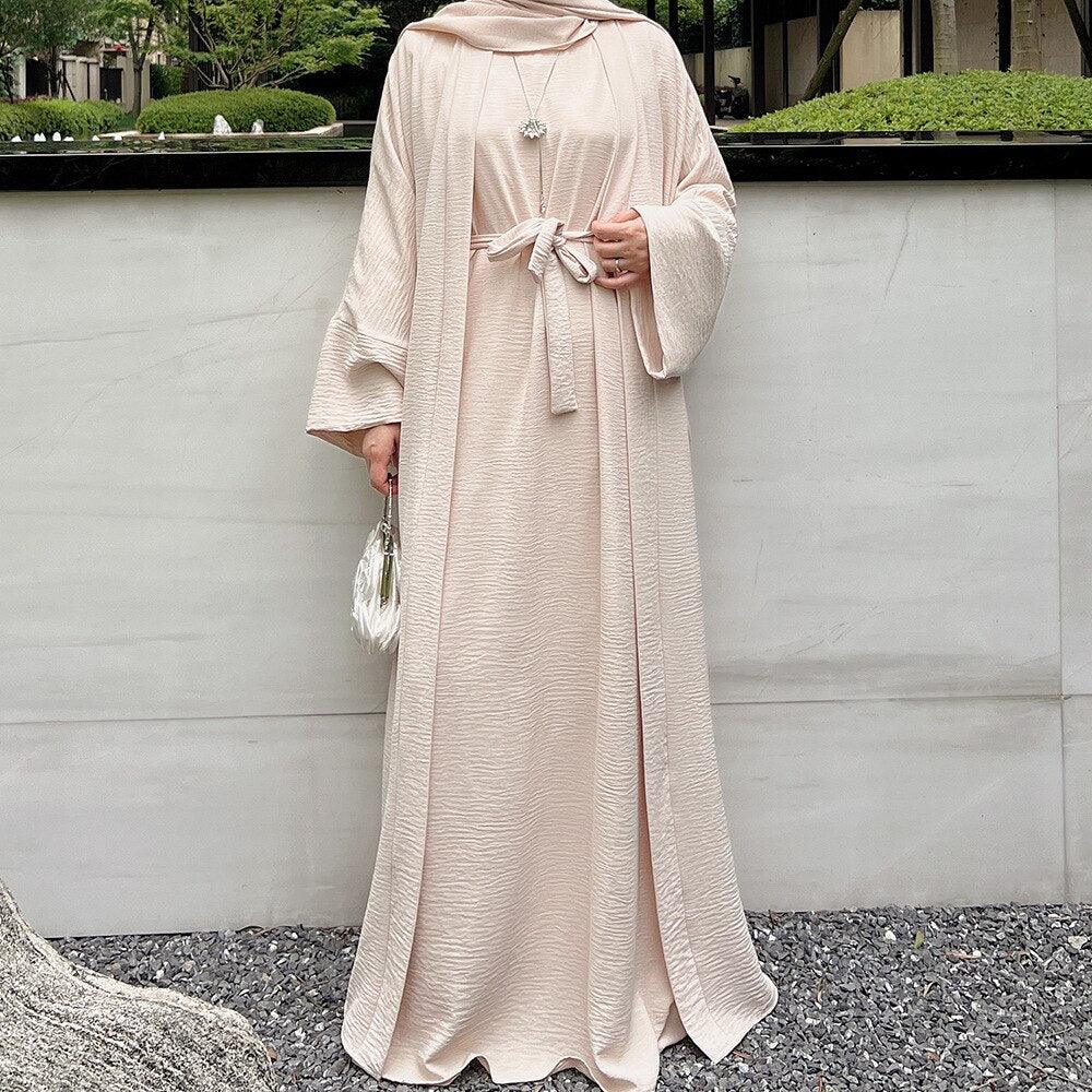 2 / 3 Piece Plain Abaya Dress Set - Puritific