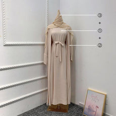 2 / 3 Piece Plain Abaya Dress Set - Puritific