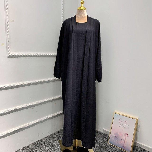 2 / 3 Piece Plain Abaya Dress Set - Puritific