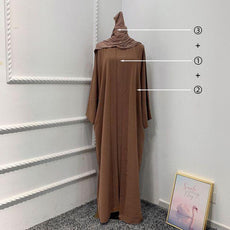 2 / 3 Piece Plain Abaya Dress Set - Puritific