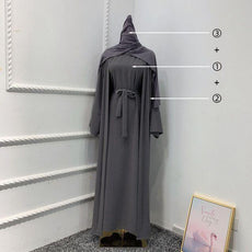 2 / 3 Piece Plain Abaya Dress Set - Puritific