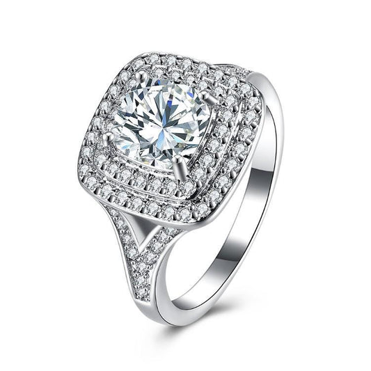 2.50 ct Cushion Double Halo Square Engagement Ring - Puritific