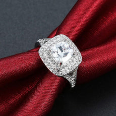 2.50 ct Cushion Double Halo Square Engagement Ring - Puritific