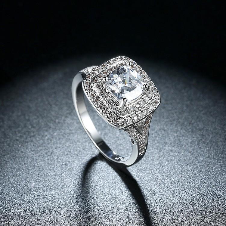 2.50 ct Cushion Double Halo Square Engagement Ring - Puritific