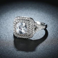 2.50 ct Cushion Double Halo Square Engagement Ring - Puritific