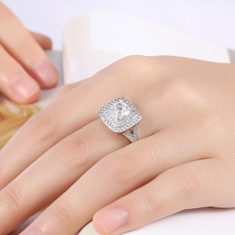 2.50 ct Cushion Double Halo Square Engagement Ring - Puritific