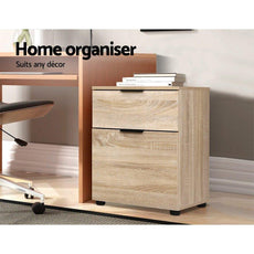 2 Drawer Filing Cabinet Office Shelves Storage Drawers Cupboard Wood File Home-5