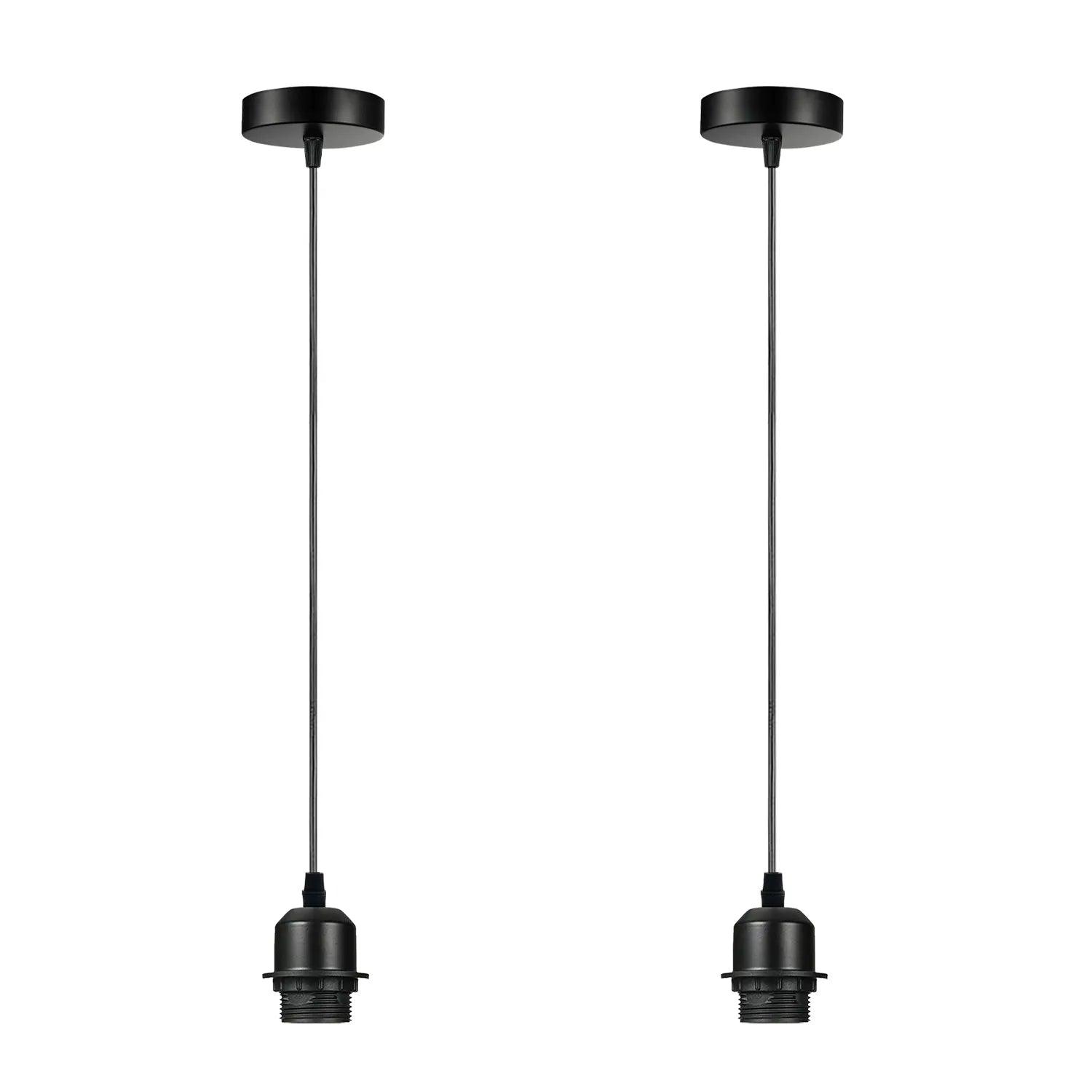 2 Pack Black Pendant, Lampshade E27 Lamp Holder Hanging Light,PVC Cable~4235-1