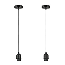 2 Pack Black Pendant, Lampshade E27 Lamp Holder Hanging Light,PVC Cable~4235-1