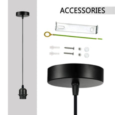 2 Pack Black Pendant, Lampshade E27 Lamp Holder Hanging Light,PVC Cable~4235-5