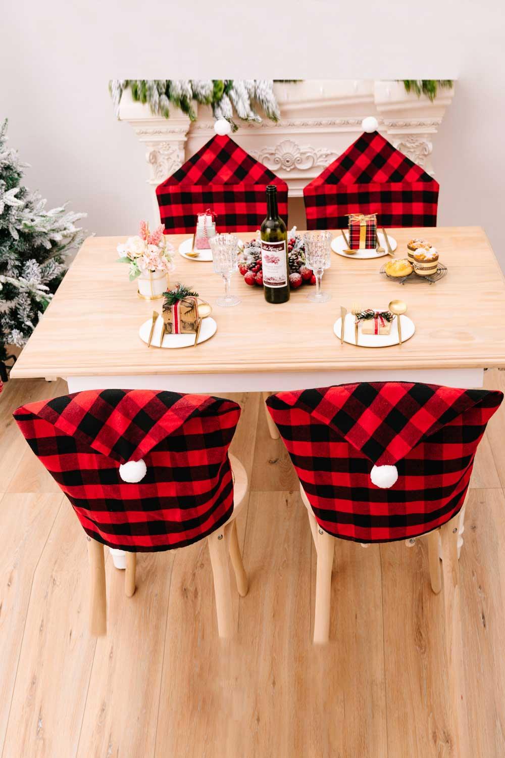 2-Pack Christmas Plaid Chair Covers - Puritific