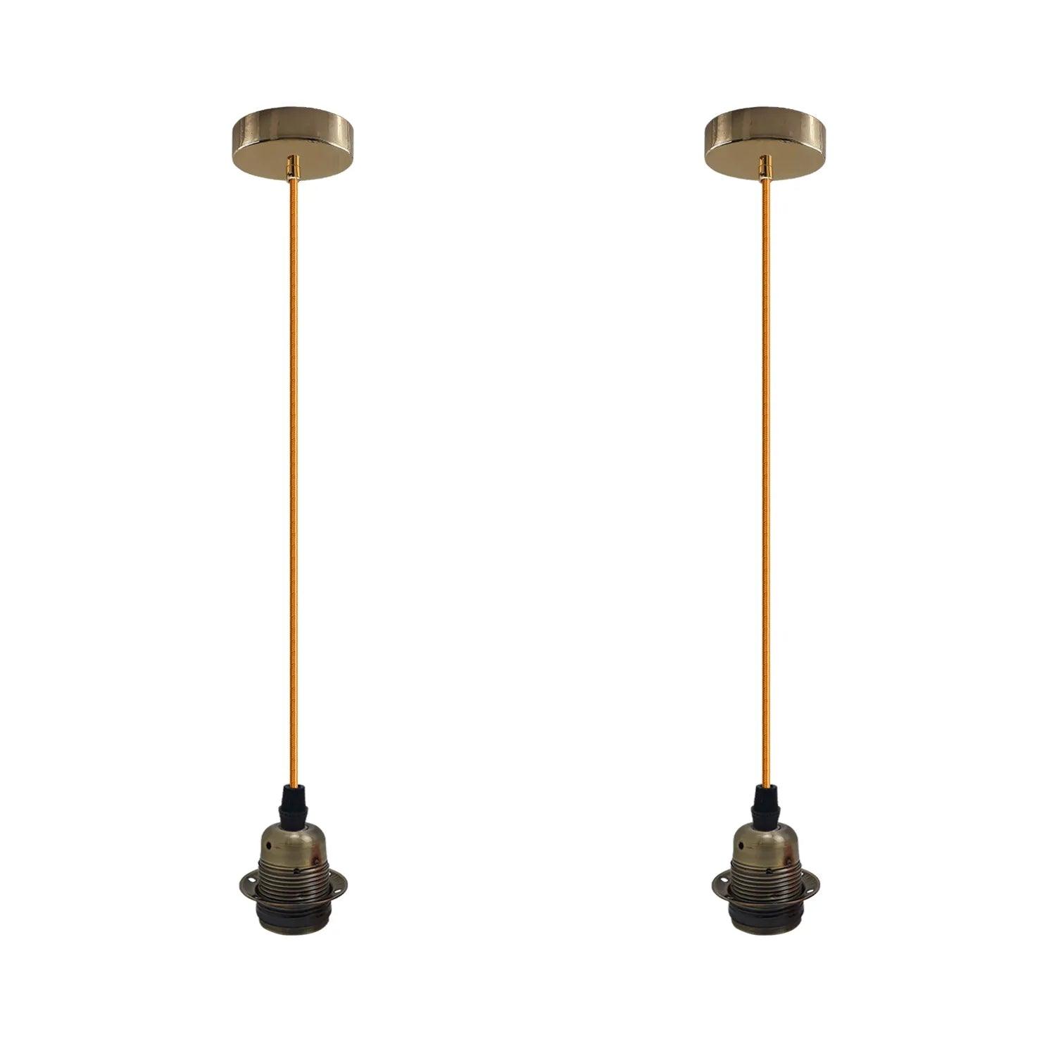 2 Pack Green Brass  2m Pendant E27 Lamp Holder E27 UK Set with Cable. ~4353-3