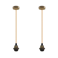 2 Pack Green Brass  2m Pendant E27 Lamp Holder E27 UK Set with Cable. ~4353-3