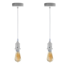 2 Pack Pendant Light, lampshade E27 Lamp Holder Hanging Light,PVC Cable~4276-0