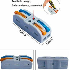 2 Way Electrical Connectors Wire Block Clamp Clips Fast Cable Reusable Lever~2045-1